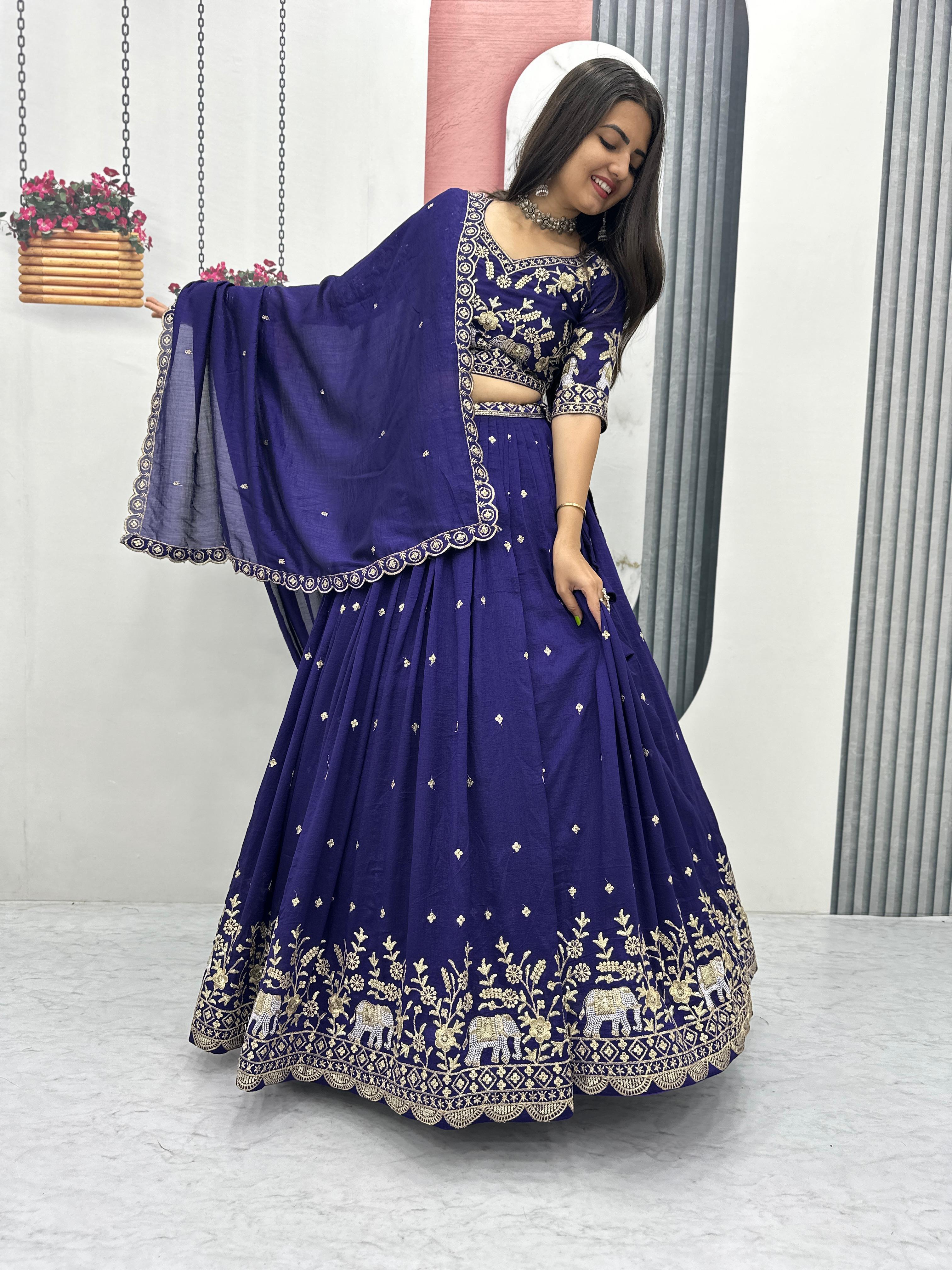 Elegant Vichitra Silk Lehenga Set