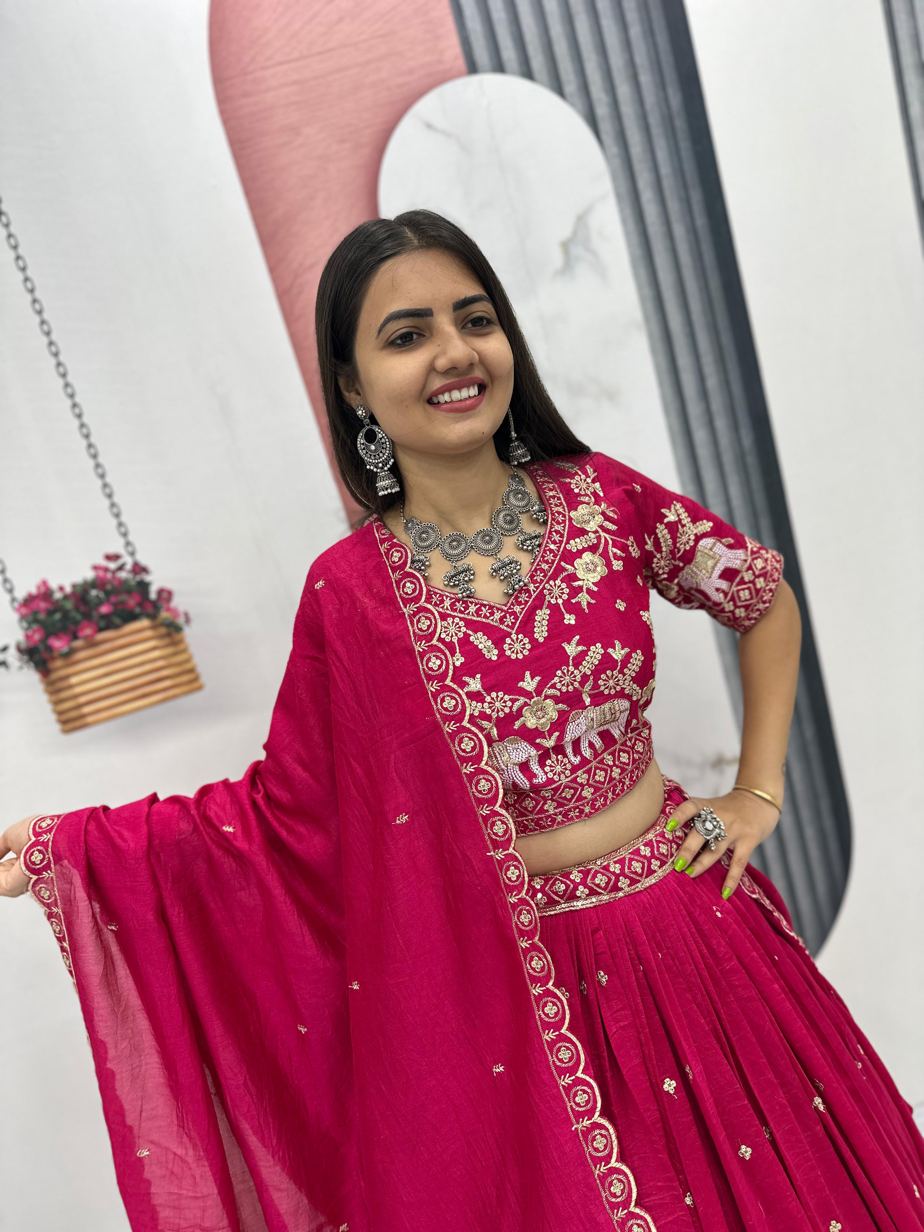 Elegant Vichitra Silk Lehenga Set