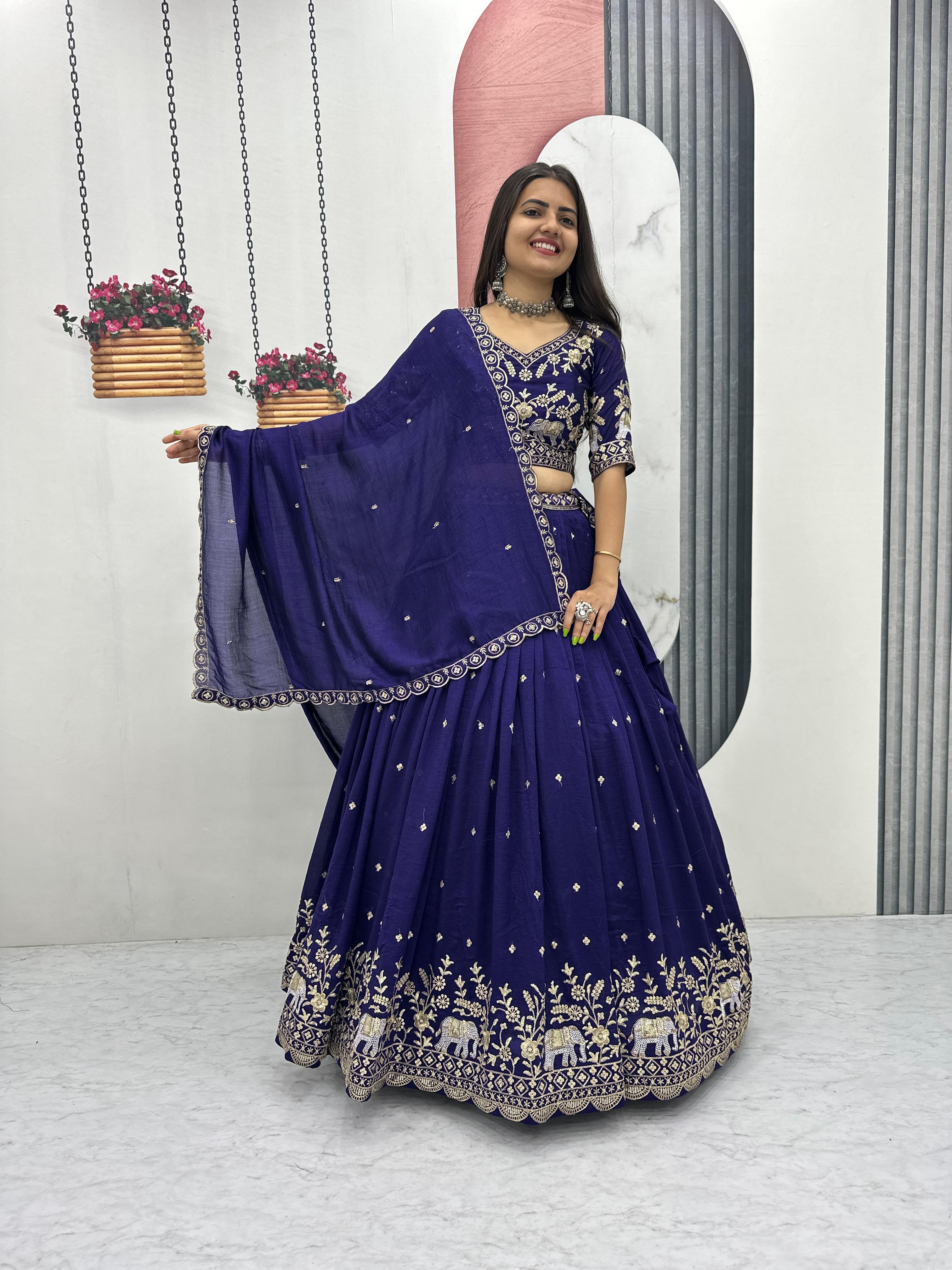 Elegant Vichitra Silk Lehenga Set