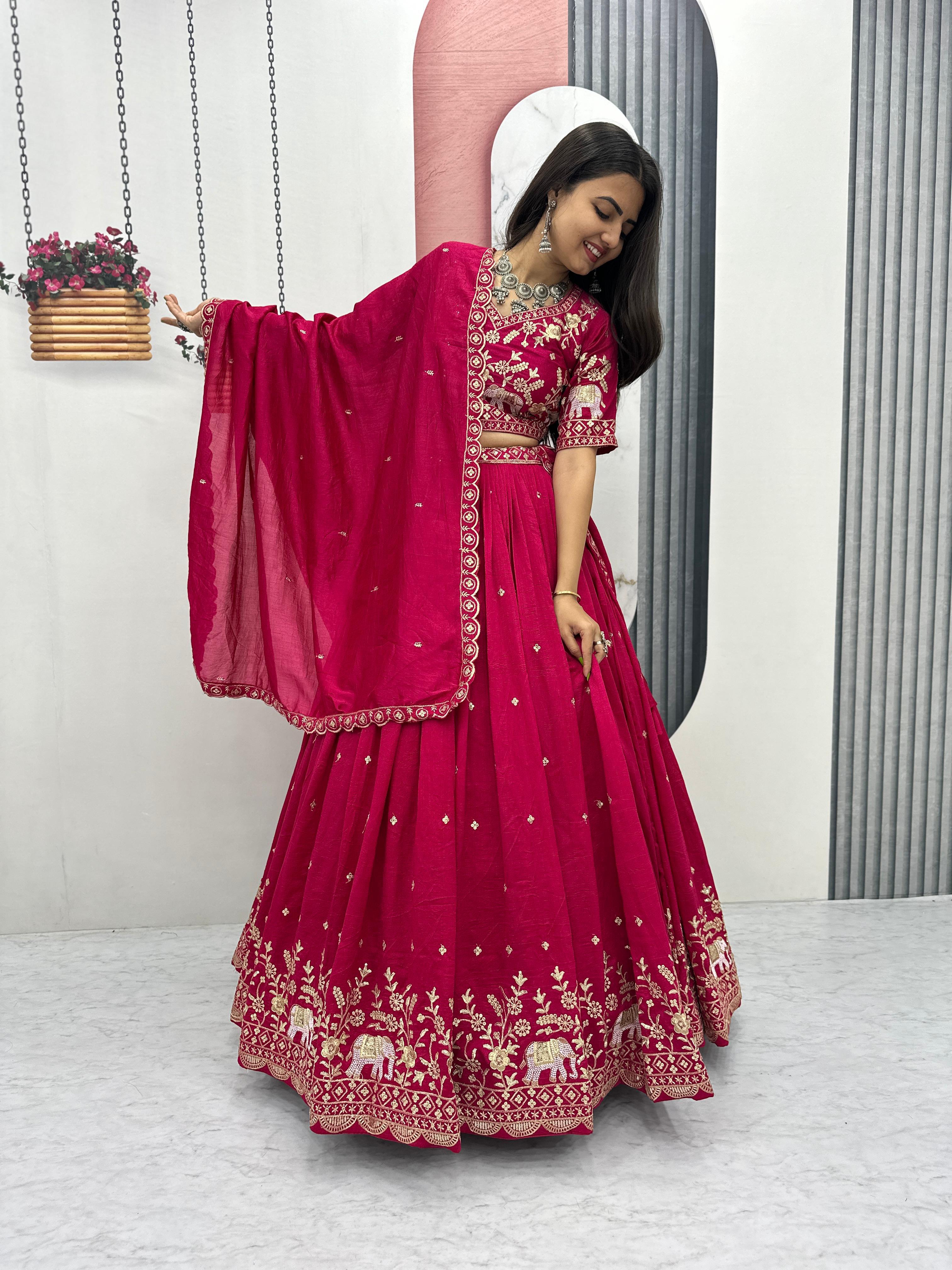 Elegant Vichitra Silk Lehenga Set