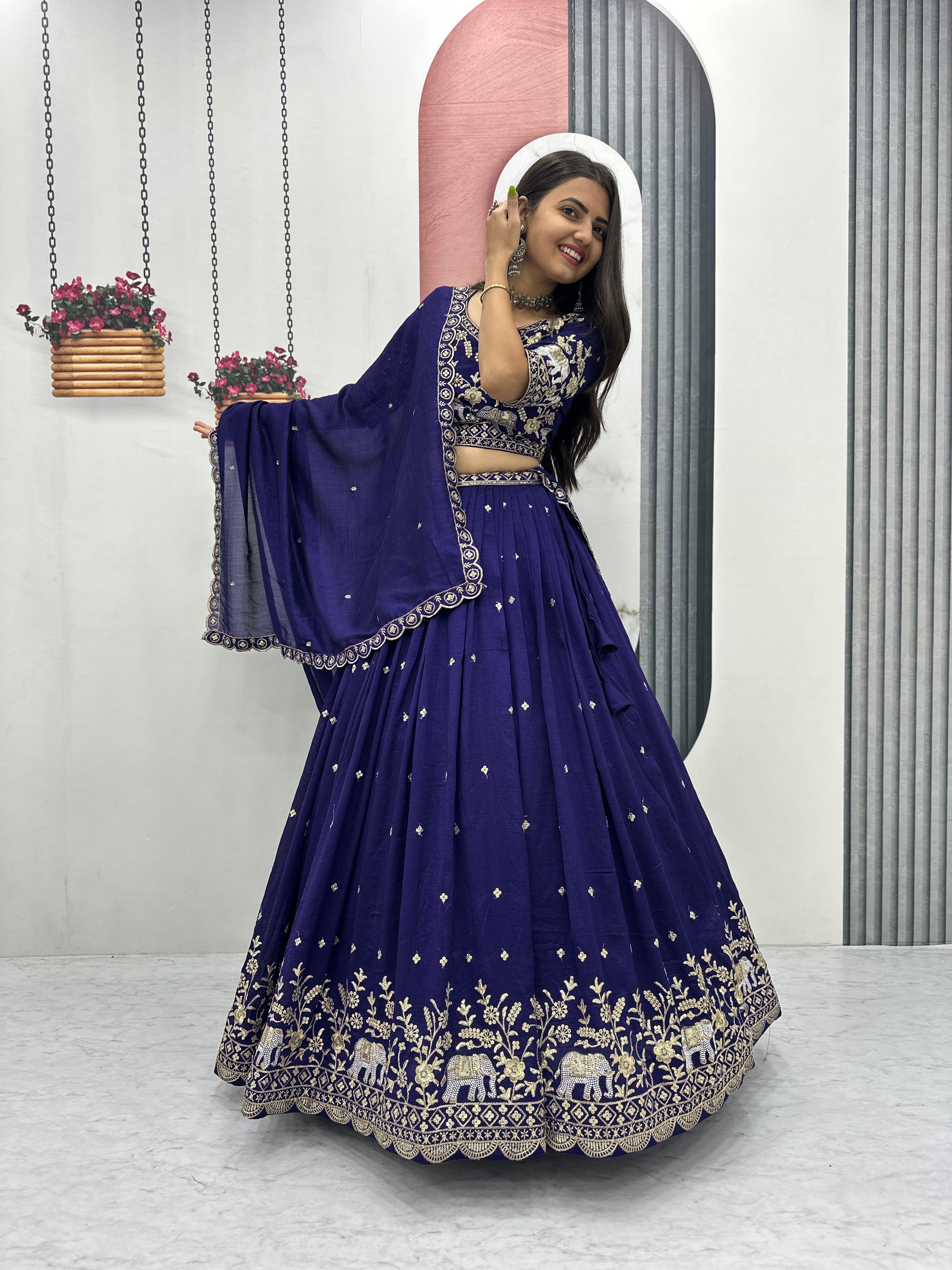 Elegant Vichitra Silk Lehenga Set