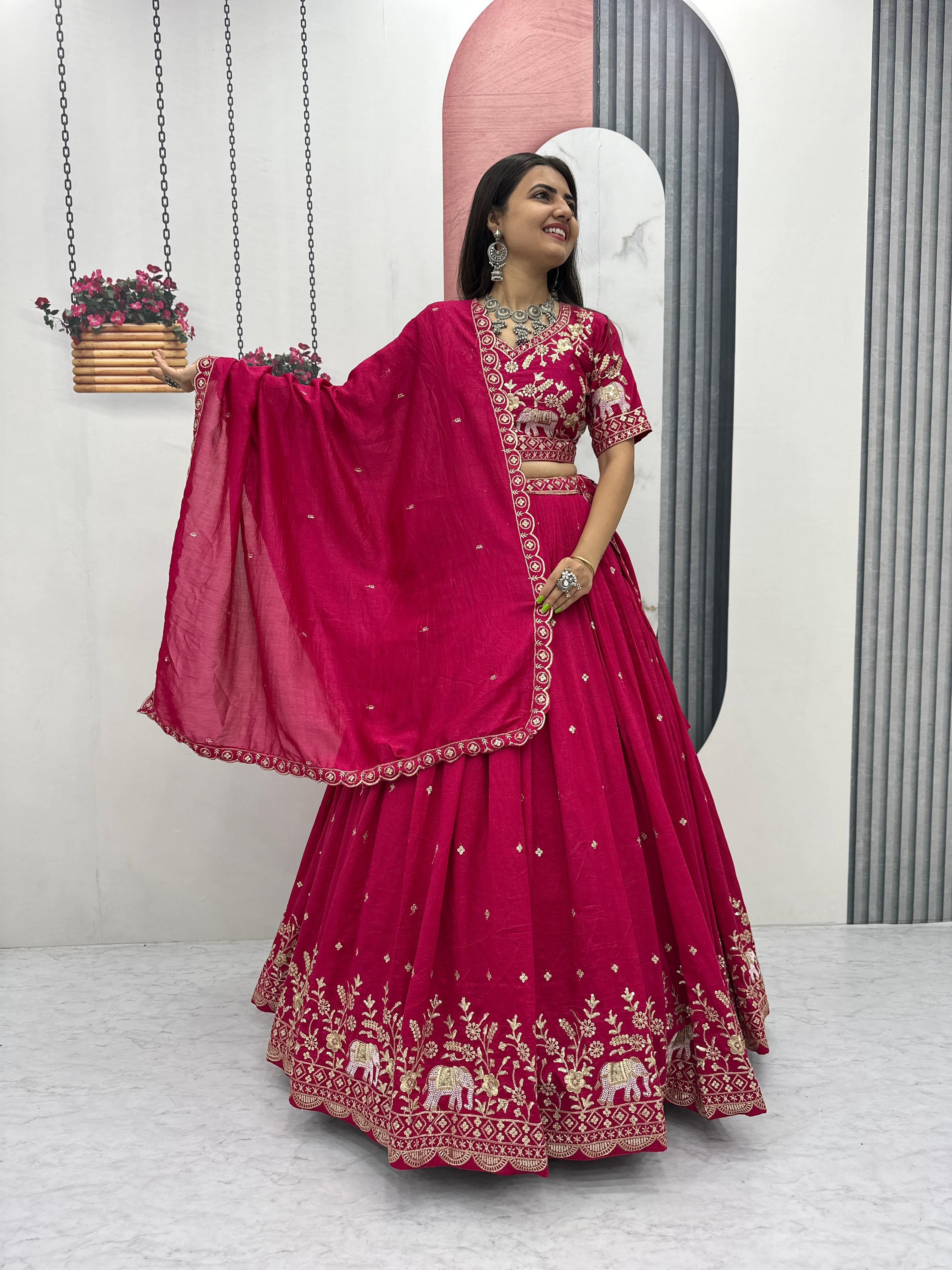 Elegant Vichitra Silk Lehenga Set