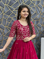 Dark Rani Fox Georgette Embroidered Gown with Dupatta