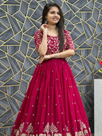 Dark Rani Fox Georgette Embroidered Gown with Dupatta