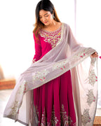 Elegant Embroidered Sequence Designer Anarkali Three Piece Set