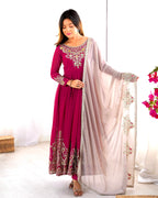 Elegant Embroidered Sequence Designer Anarkali Three Piece Set