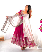 Elegant Embroidered Sequence Designer Anarkali Three Piece Set