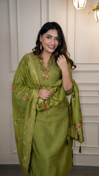 Premium Roman Silk Embroidered Suit Set