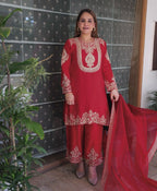 Heavy Chinon Silk Embroidered Suit Set