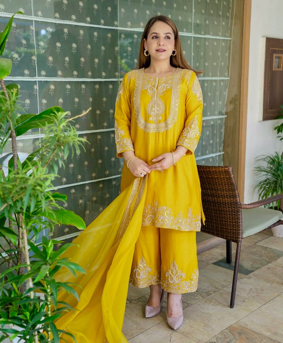Heavy Chinon Silk Embroidered Suit Set
