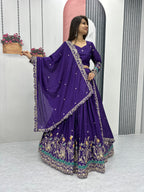 Chinon Silk Heavy Embroidered Lehenga Set