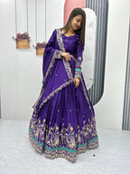 Chinon Silk Heavy Embroidered Lehenga Set