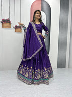 Chinon Silk Heavy Embroidered Lehenga Set