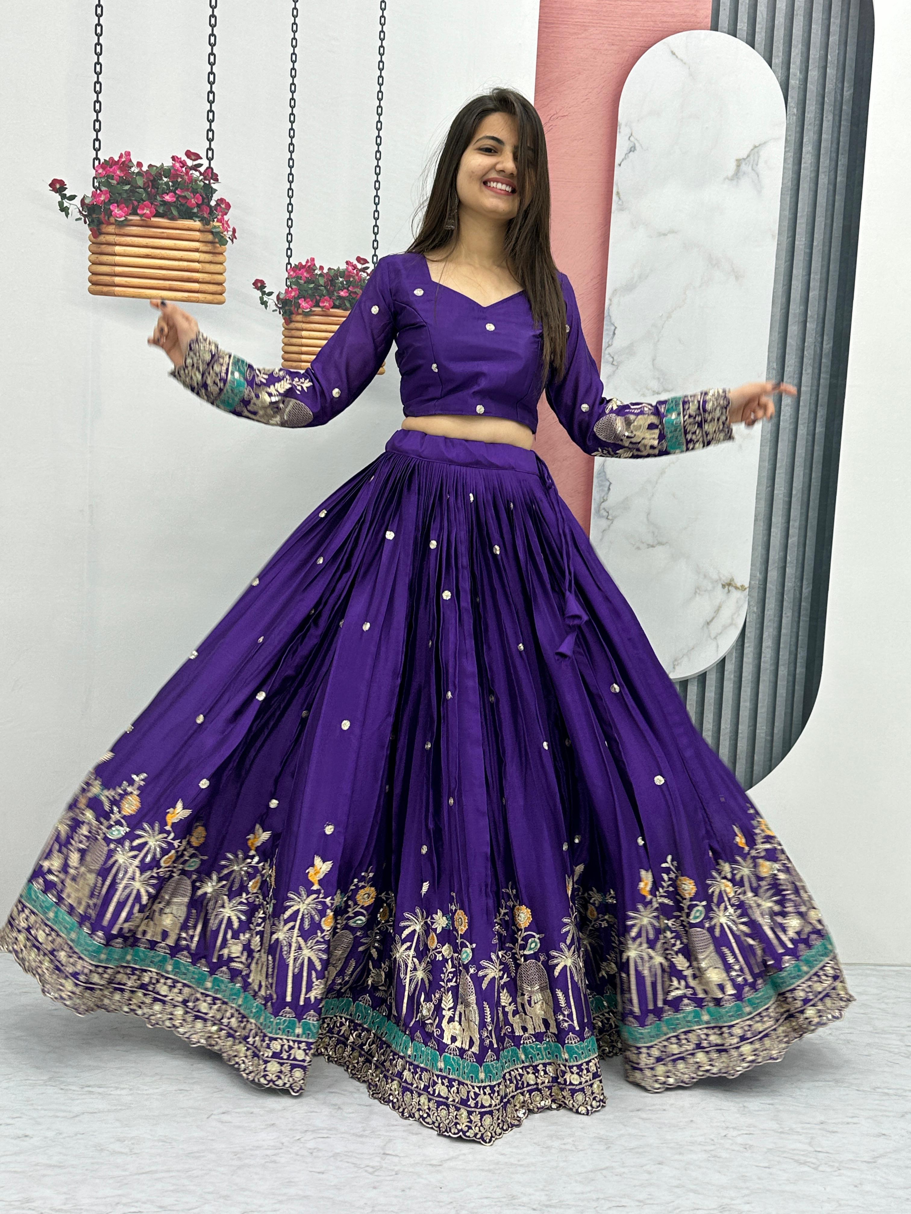Chinon Silk Heavy Embroidered Lehenga Set