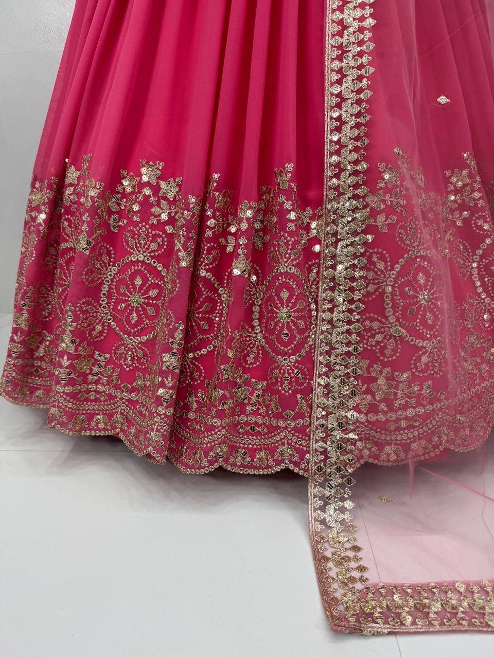 Heavy Faux Georgette Embroidered Lehenga Set