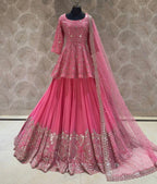 Heavy Faux Georgette Embroidered Lehenga Set