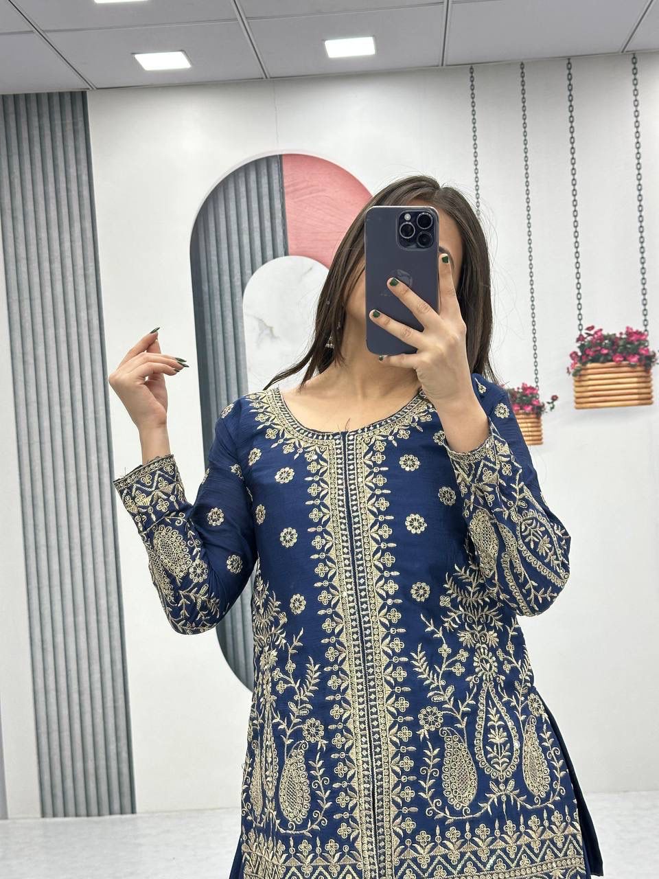 Embroidered Top & Plazzo Set with Dupatta