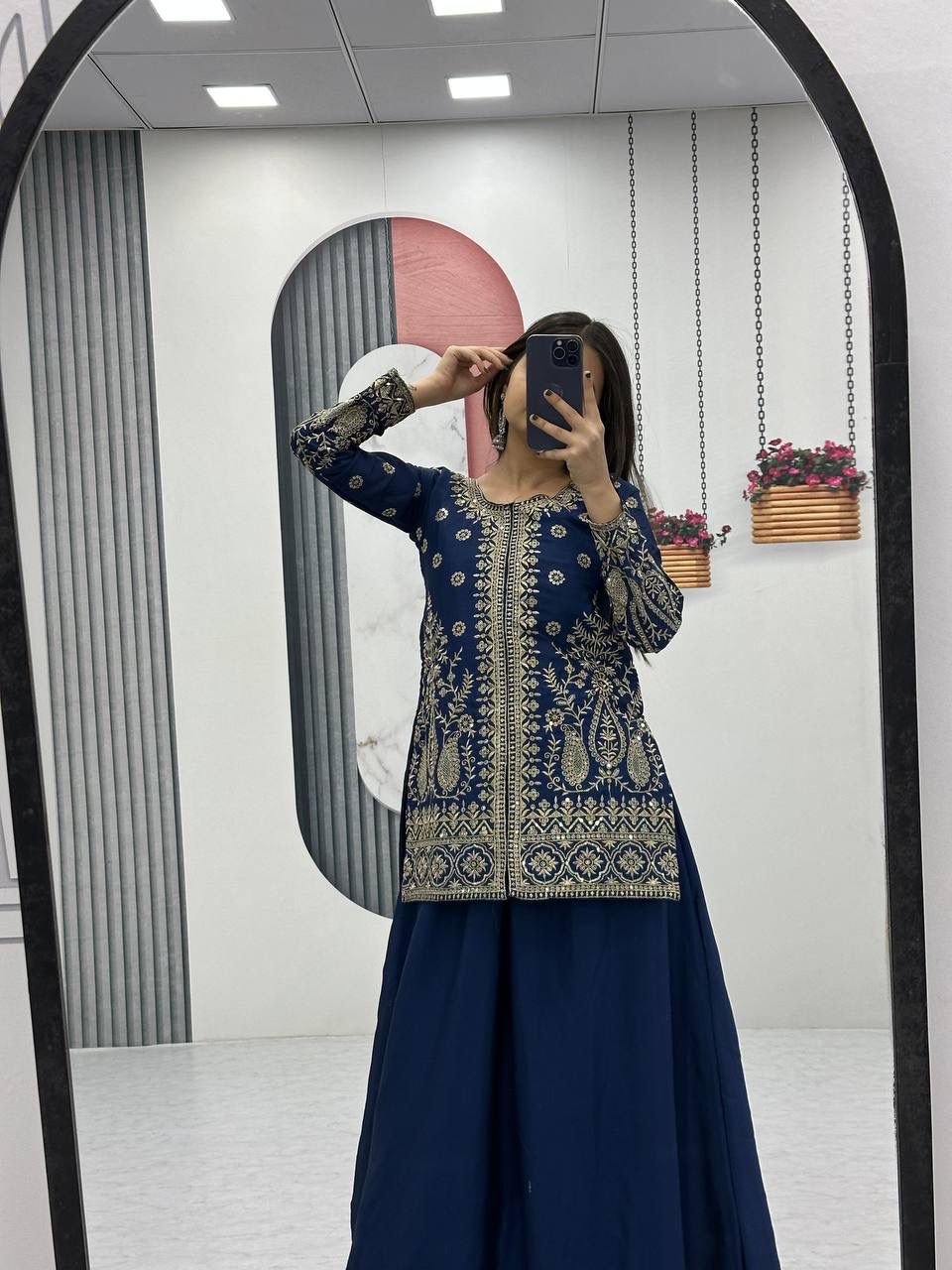 Embroidered Top & Plazzo Set with Dupatta