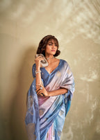 Digital Printed Textured Handloom Khadi Silk Saree