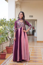Embroidered Faux Georgette Anarkali Gown with Dupatta