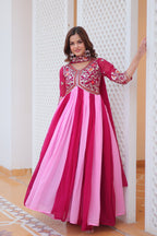 Embroidered Faux Georgette Anarkali Gown with Dupatta