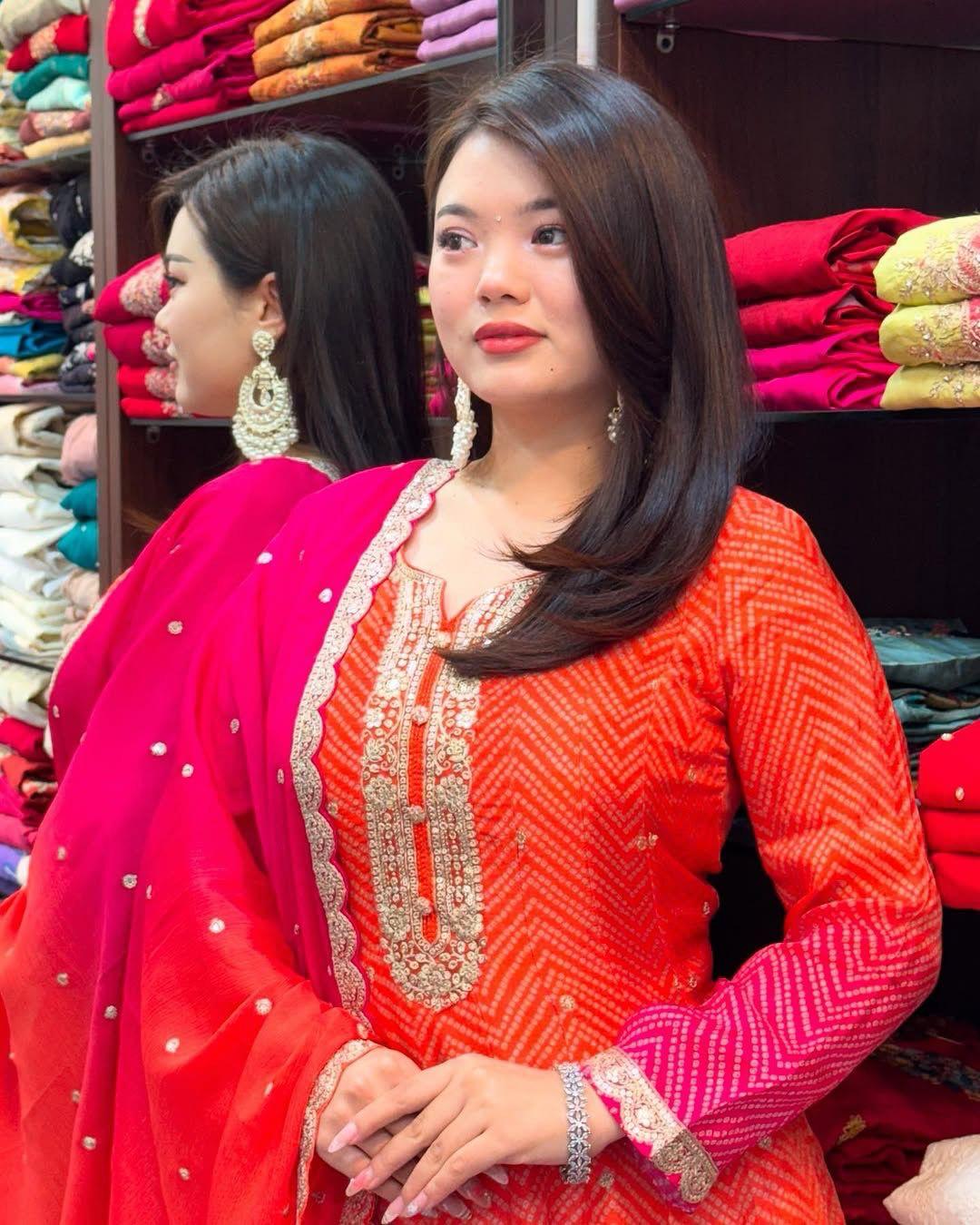 Chinon Embroidered Kurta Set with Dupatta and Bottom