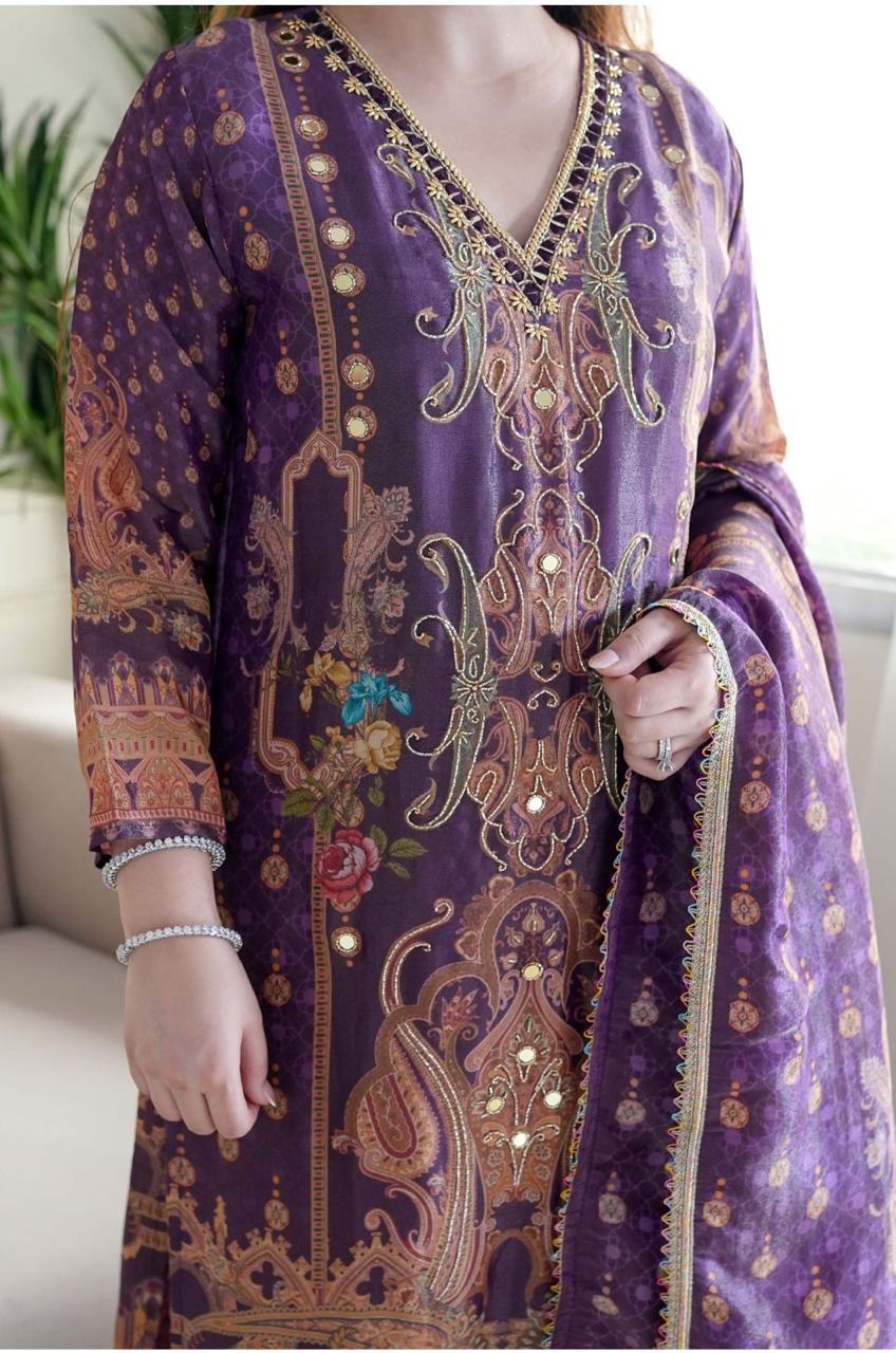 Printed Kurta Set with Dupatta and Pant and Dupatta
