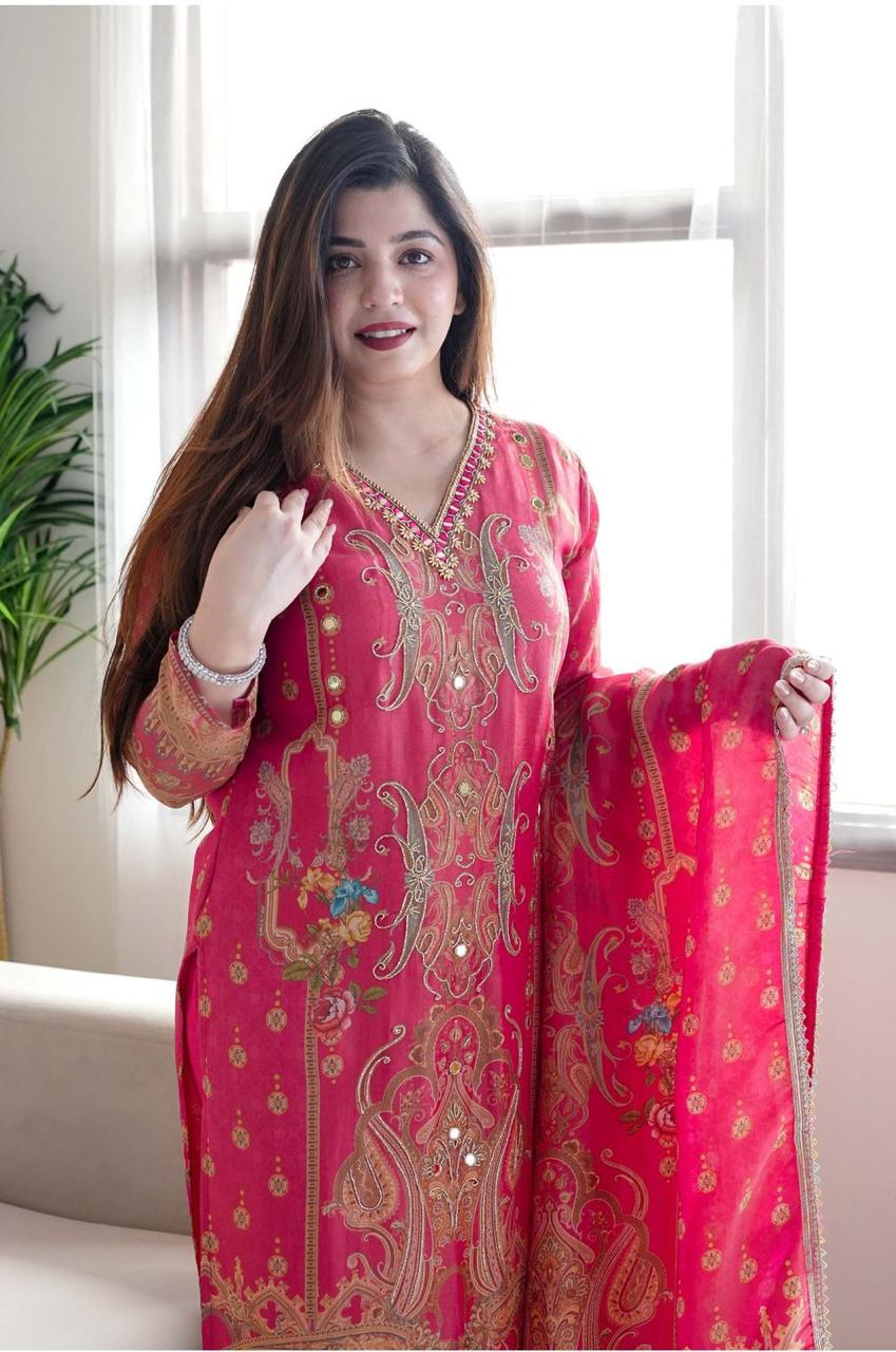 Printed Kurta Set with Dupatta and Pant and Dupatta