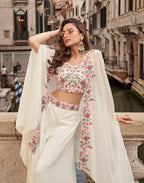 Premium Chinon & Viscose Jacquard Silk Shrug Set
