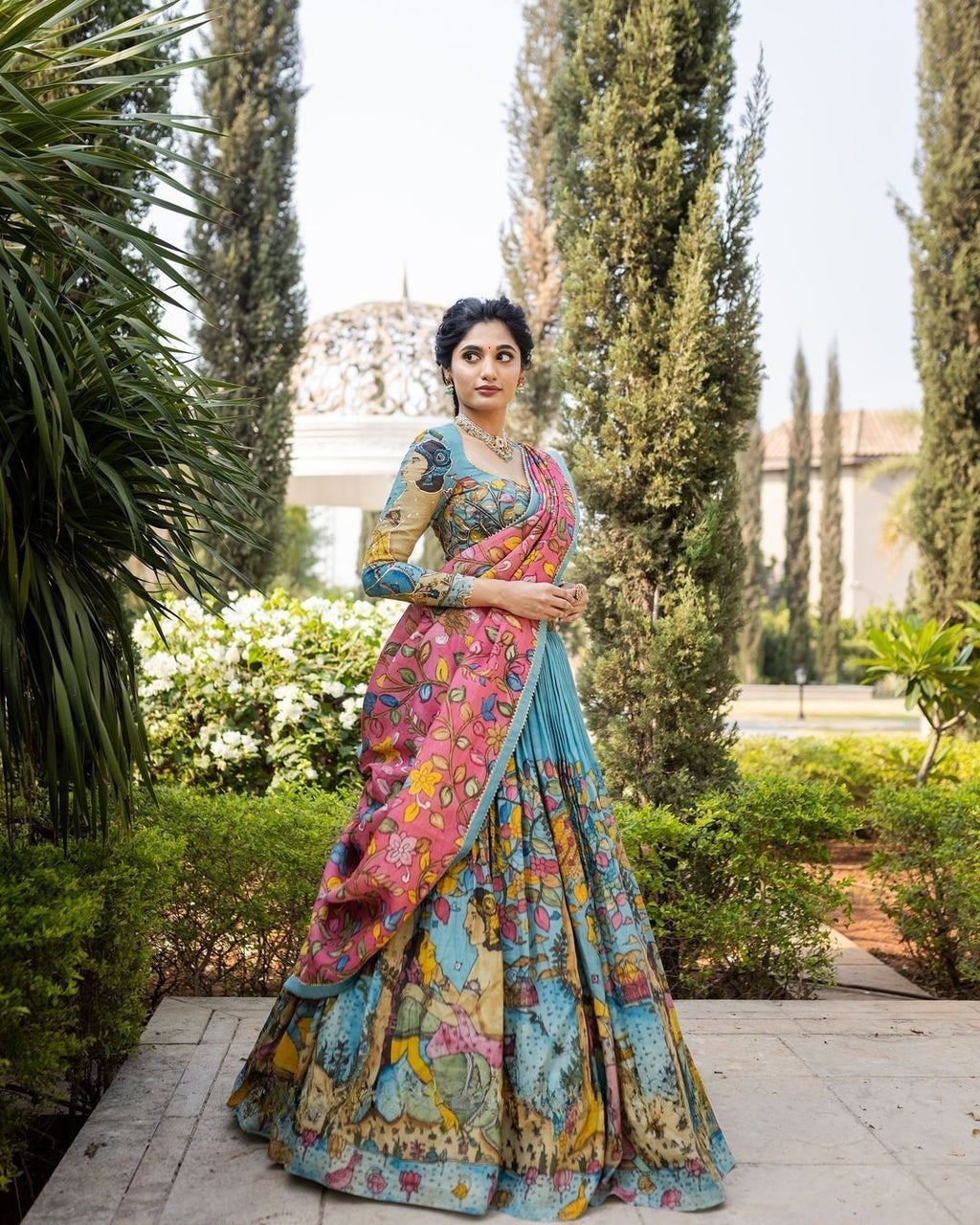 Kalamkari Tussar Silk Lehenga Set