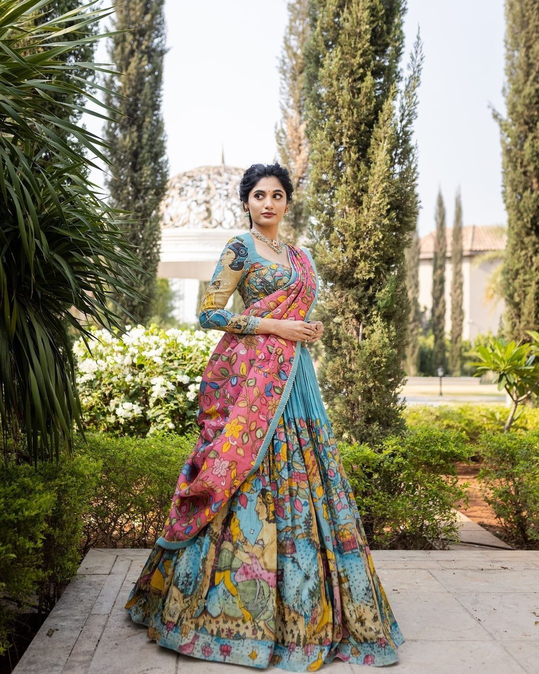 Kalamkari Tussar Silk Lehenga Set