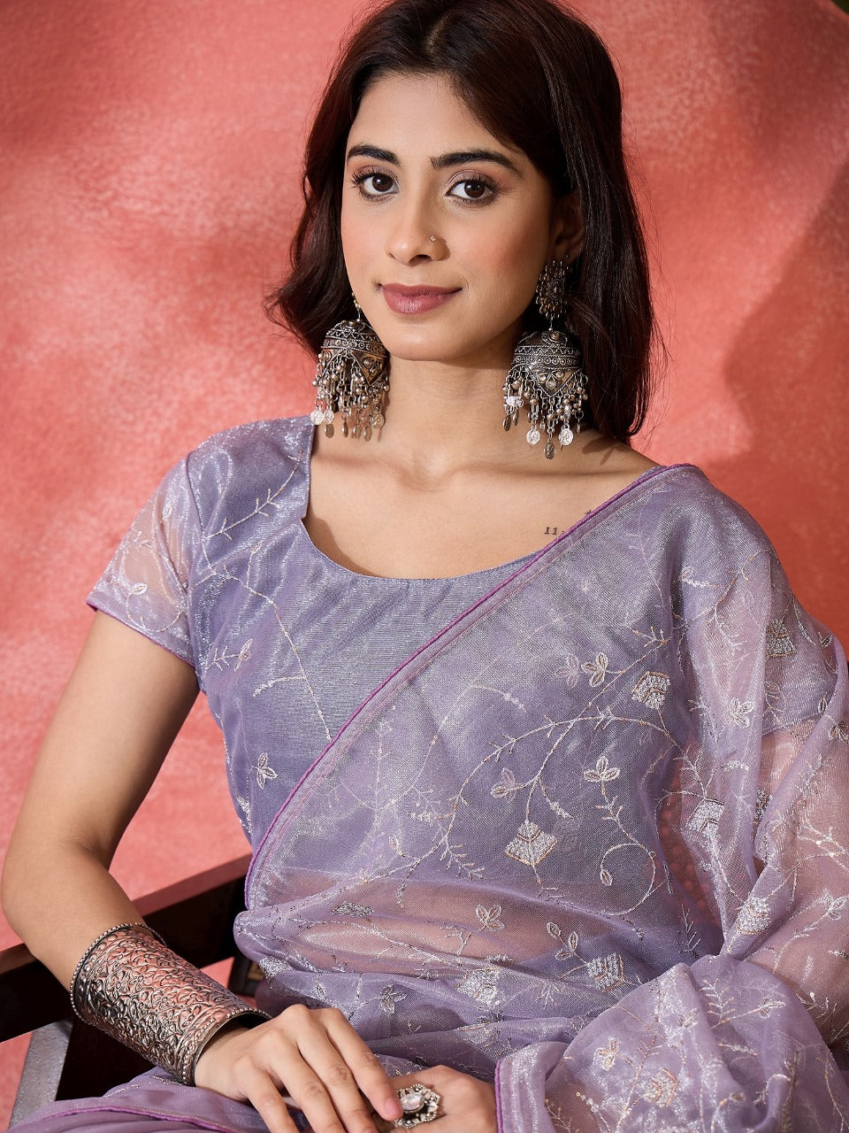 Designer Party Wear Twill Net Saree