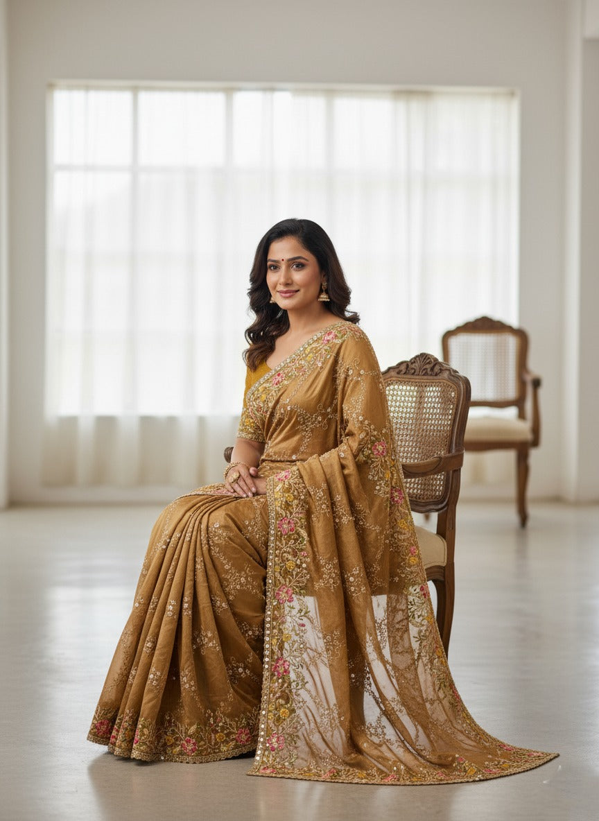 Party Wear Soft Rangoli  Silk Saree