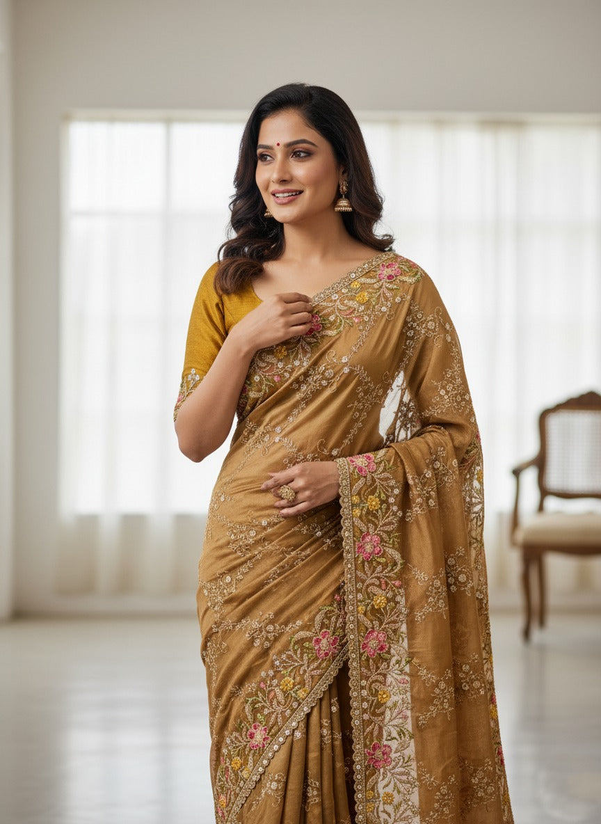 Party Wear Soft Rangoli  Silk Saree
