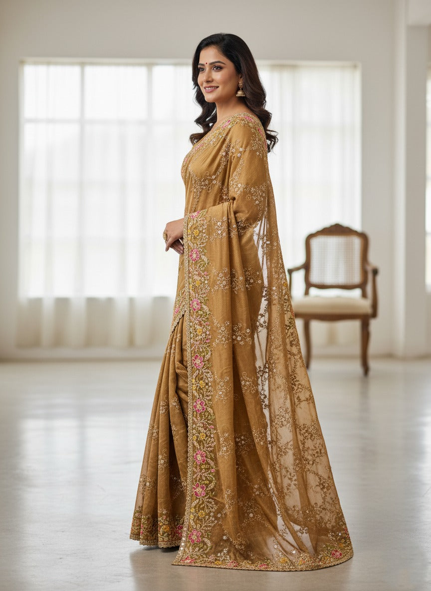 Party Wear Soft Rangoli  Silk Saree