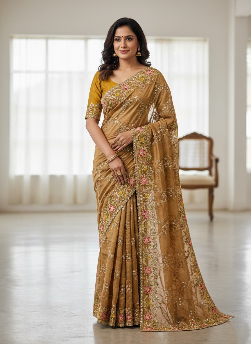 Party Wear Soft Rangoli  Silk Saree