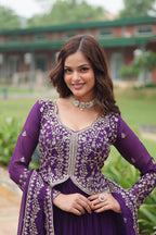 Faux Blooming Gown With Sequins-Multi Embroidery