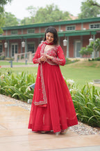 Faux Blooming Gown With Sequins-Multi Embroidery