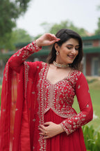 Faux Blooming Gown With Sequins-Multi Embroidery