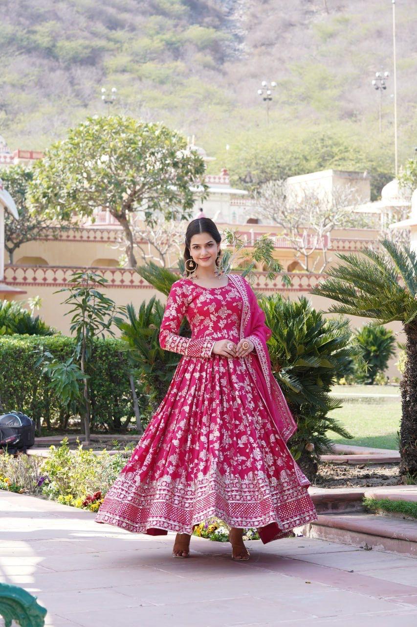 Embroidered Jacquard Partywear Long Gown