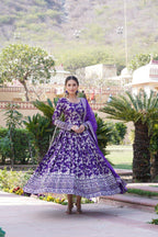 Embroidered Jacquard Partywear Long Gown