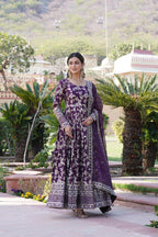 Embroidered Jacquard Partywear Long Gown