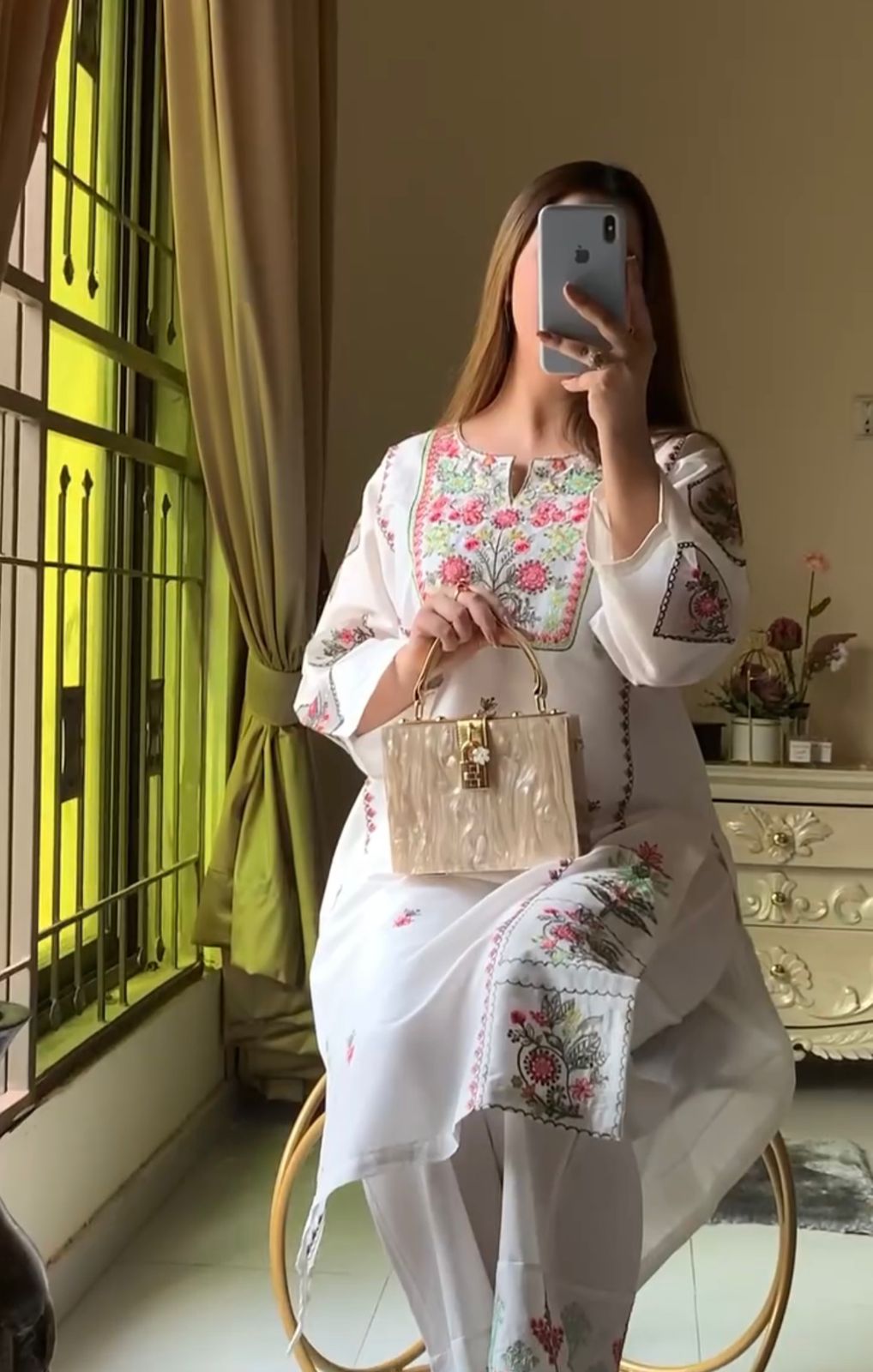 Heavy Riyon Silk Embroidered Top & Plazzo Set