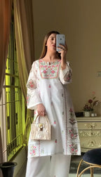 Heavy Riyon Silk Embroidered Top & Plazzo Set