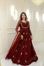 Embroidered Georgette Party Gown