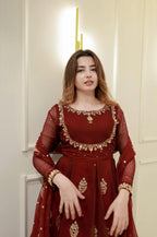 Embroidered Georgette Party Gown
