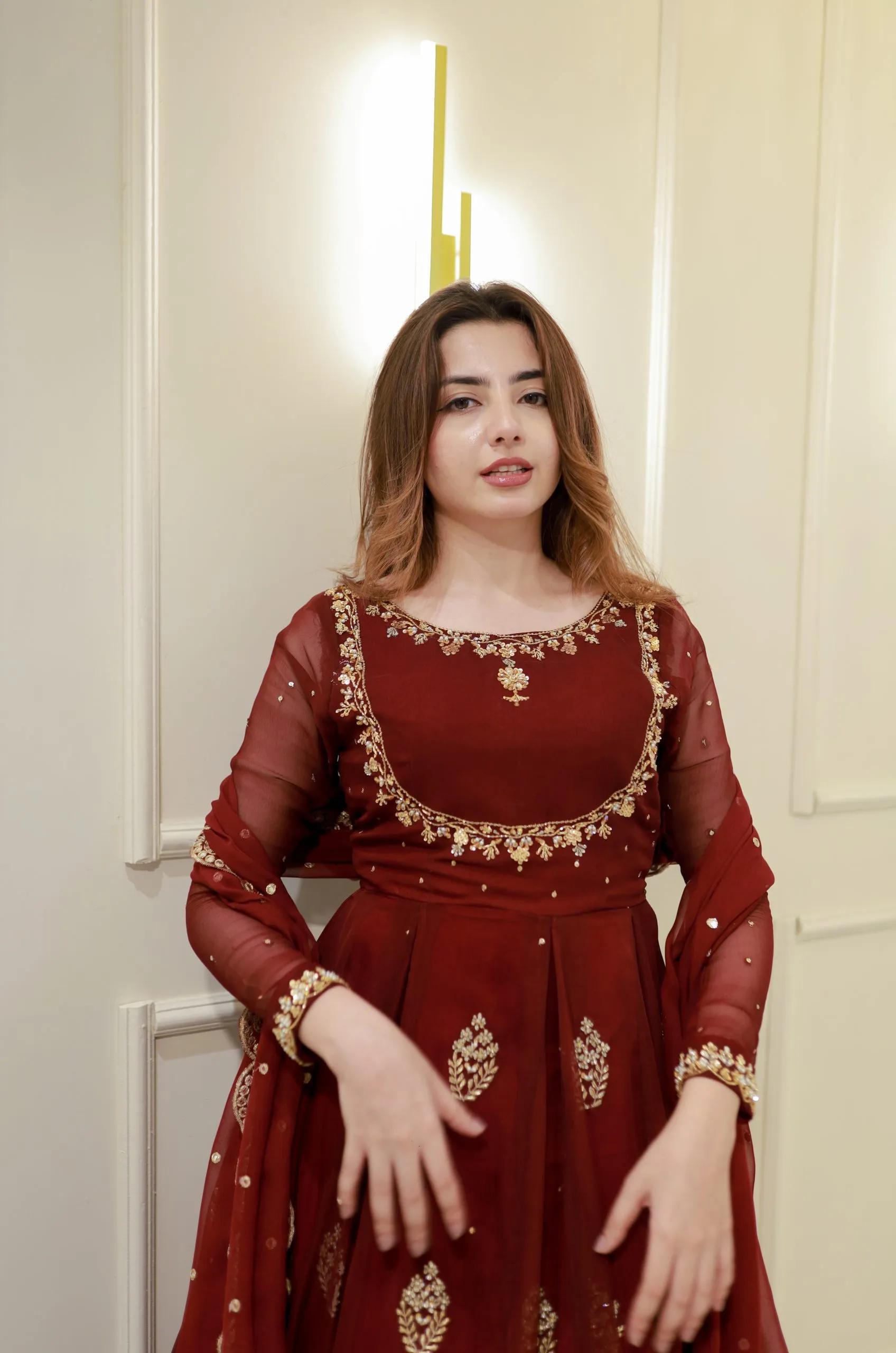 Embroidered Georgette Party Gown