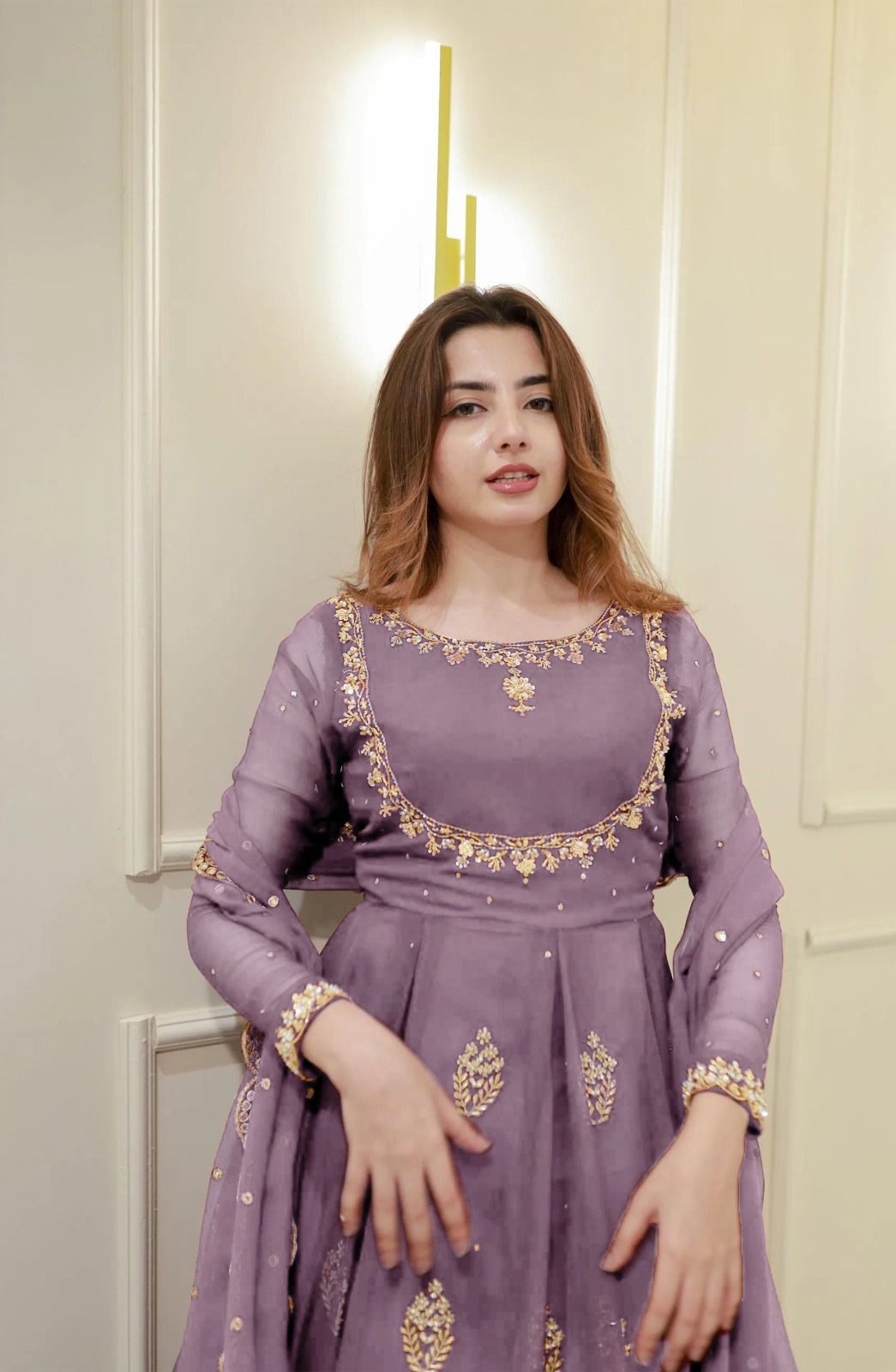 Embroidered Georgette Party Gown