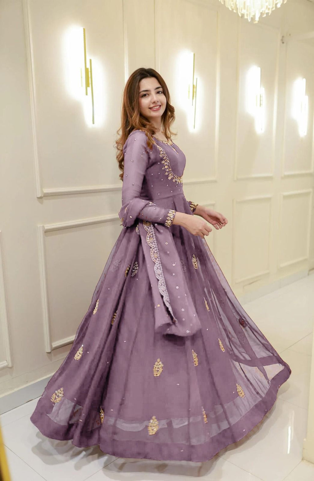Embroidered Georgette Party Gown