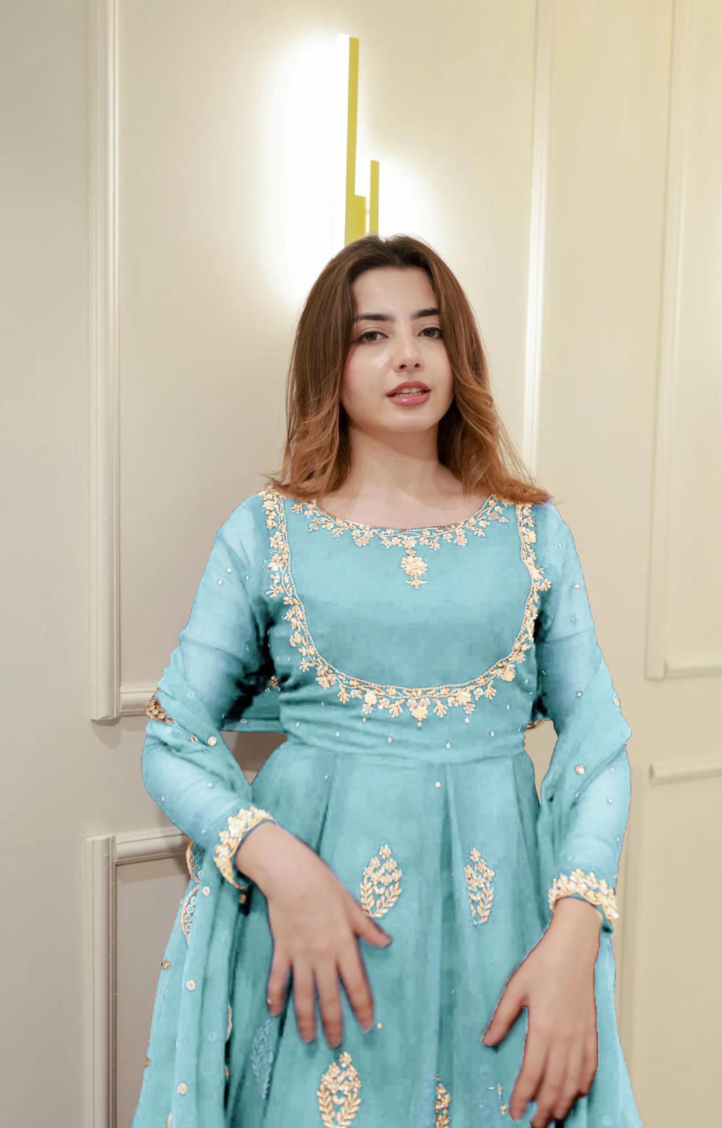 Embroidered Georgette Party Gown